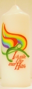 Engelkerze 165 x 60 mm, Regenbogen-Engel 
