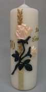 Geburtstagskerze mit Rose in apricot mit Jahreszahl