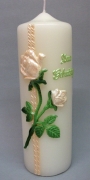 Geburtstagskerze 215 x 70 mm, mit Rose in apricot