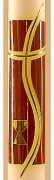 Kommunionkerze 400 x 40 mm, handverziert bordeaux-gold mit Kreuz und Kelch in gold