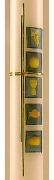 Kommunionkerze 400 x 40 mm, Transferdruck mit goldenem Kreuz, Kommunionsymbole