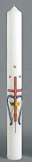 Marienkerze 600 x 60 mm, Kreuz rot, M blau