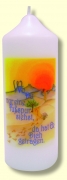 Spruchkerze 165 x 60 mm, Spuren im Sand