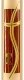 Kommunionkerze 400 x 40 mm, handverziert bordeaux-gold mit Kreuz und Kelch in gold