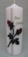 Geburtstagskerze 215 x 70 mm, weiß mit Rosenblüten und silber